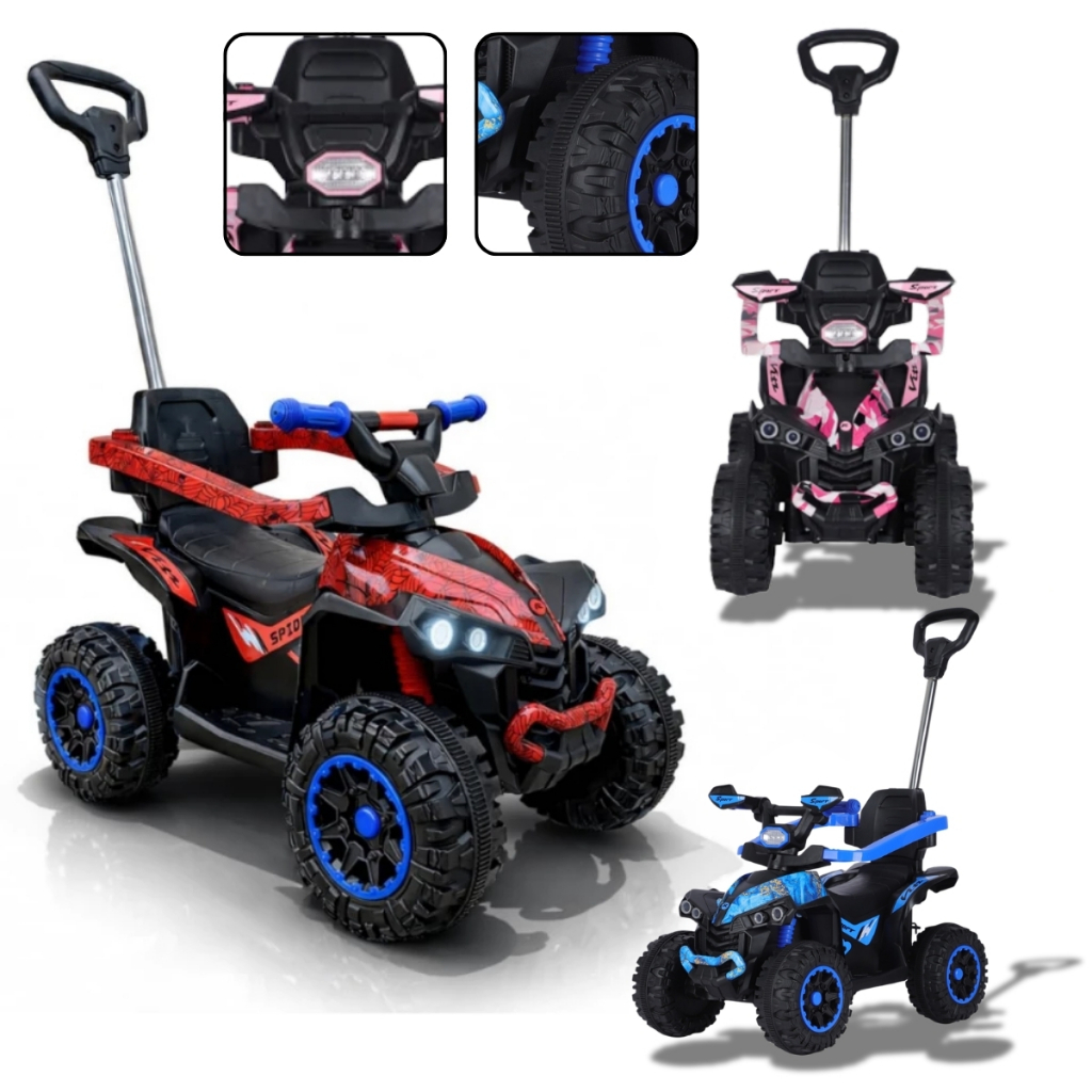 Carrinho Farol Quadriciclo Passeio Infantil Andador Empurrador Músicas em Oferta na Shopee