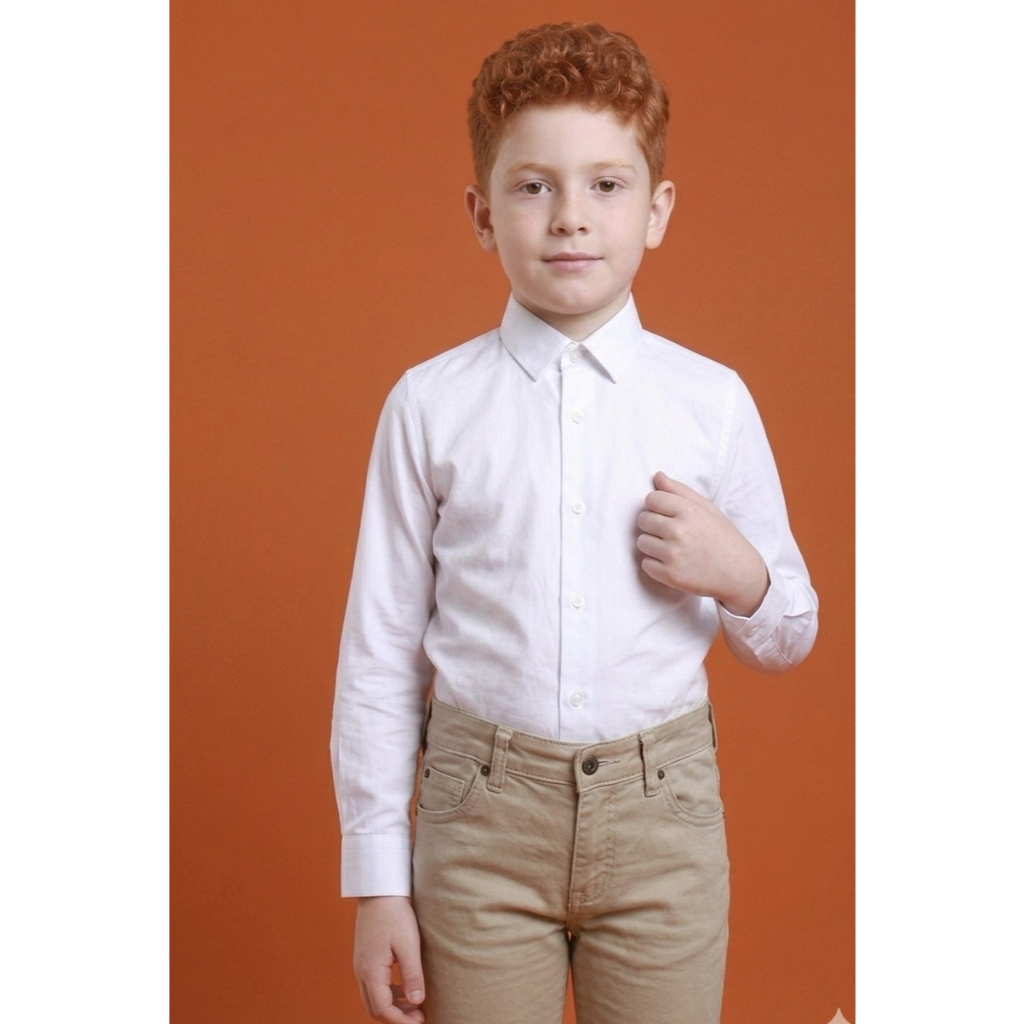 Conjunto Social Infantil Menino Camisa Manga Longa + Calça Social Bege Chino Entrega Rápida