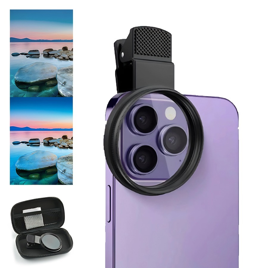 52mm Filtro Cpl Lente Polarizador Para Celular Clipe Anti Reflexo Com Estojo