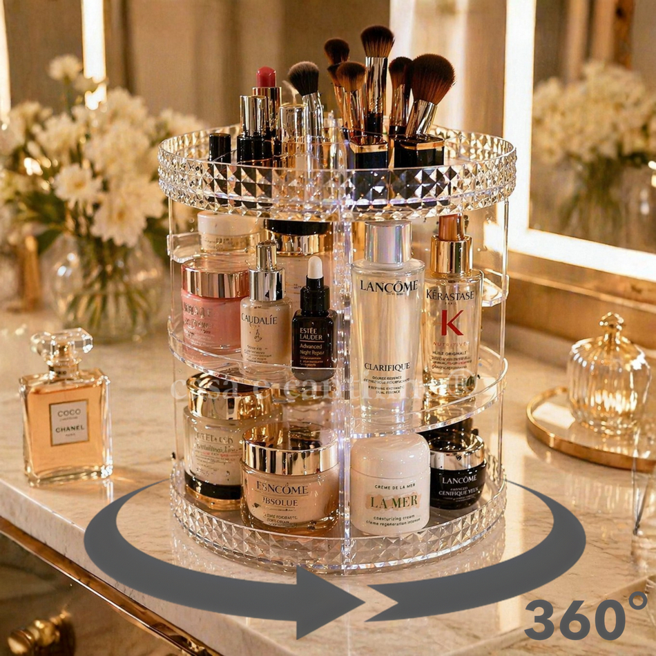 Organizador de Acrílico Duplo 2 Andares Giratório 360º Porta Treco Para Perfume Skincare Maquiagem