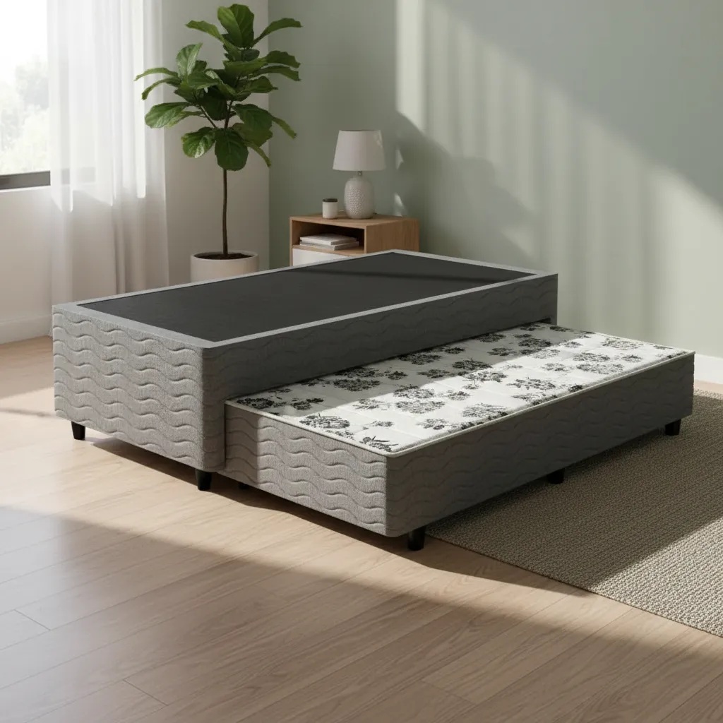 Cama Box com Auxiliar de Espuma Bicama Unique Solteiro 88cm