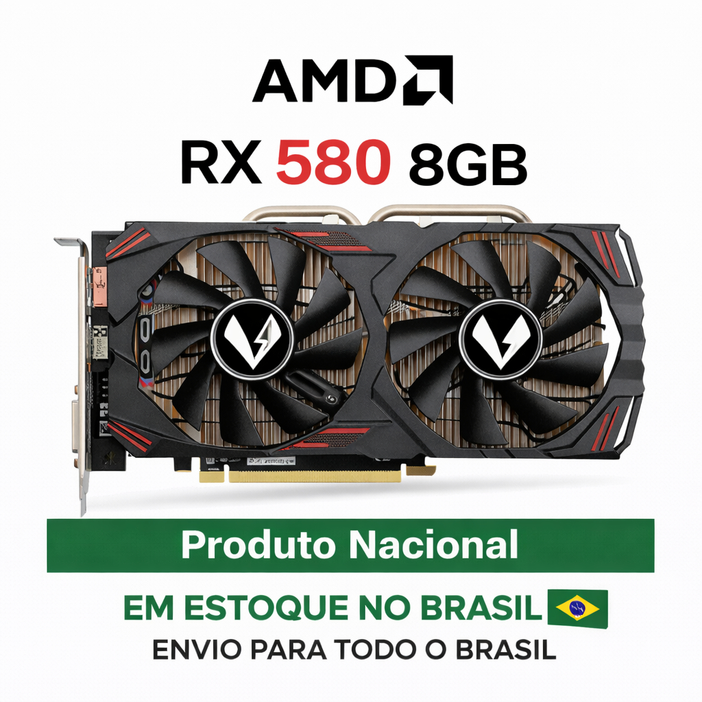 Placa de Vídeo RX 580 2048SP 8GB GDDR5 256bit IMPECÁVEL Gamer Full HD Com Nota F