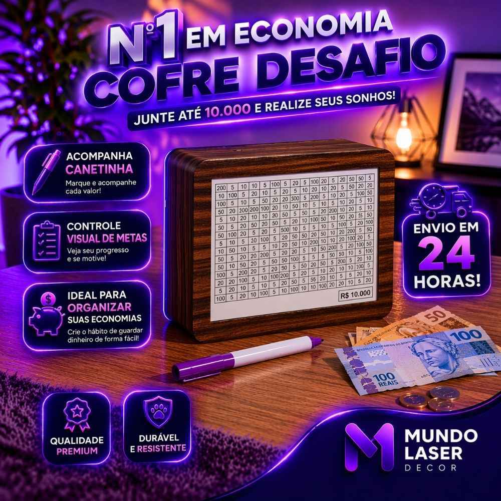 Cofre Desafio Japonês – Caixa de Madeira para Economizar Dinheiro