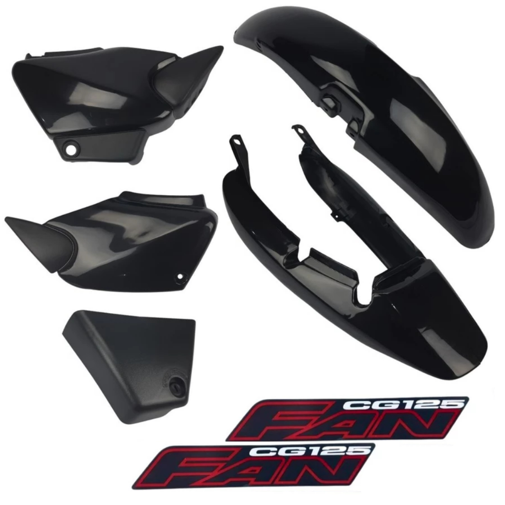 Kit Carenagem Fan 125 2005 2006 2007 2008 Titan 125 Cg 2000 2001 2002 2003 2004 Preto + Adesivos