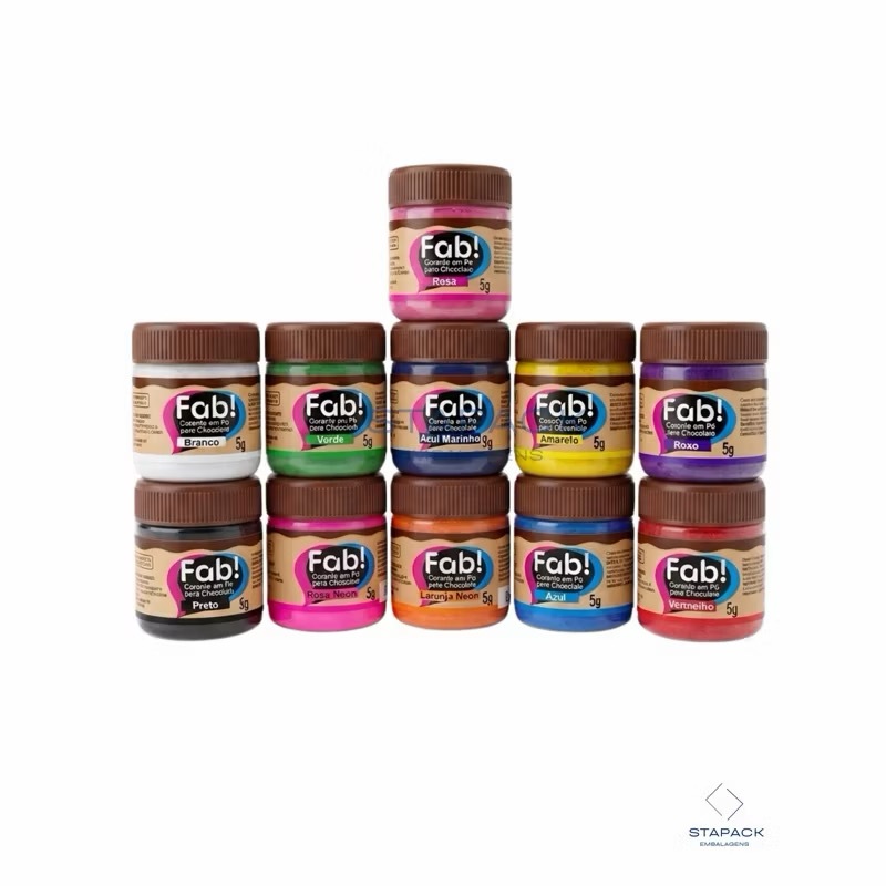 6un CORANTE EM PÓ PARA CHOCOLATE 5g CORES FAB!