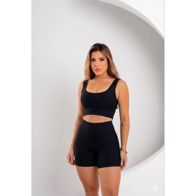 Conjunto Fitness Feminino Top e Short Suplex Premium – Zero Transparência –(BOJO REMOVÍVEL) Academia Treino Crossfit