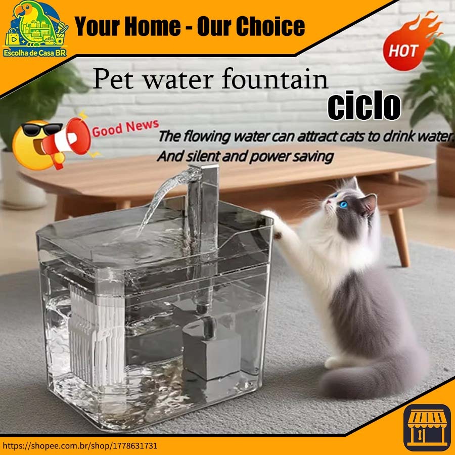 Gato Bebedouro gato -Quadrado Bebedouro Automático para Gatos e Cães comedouro cachorro