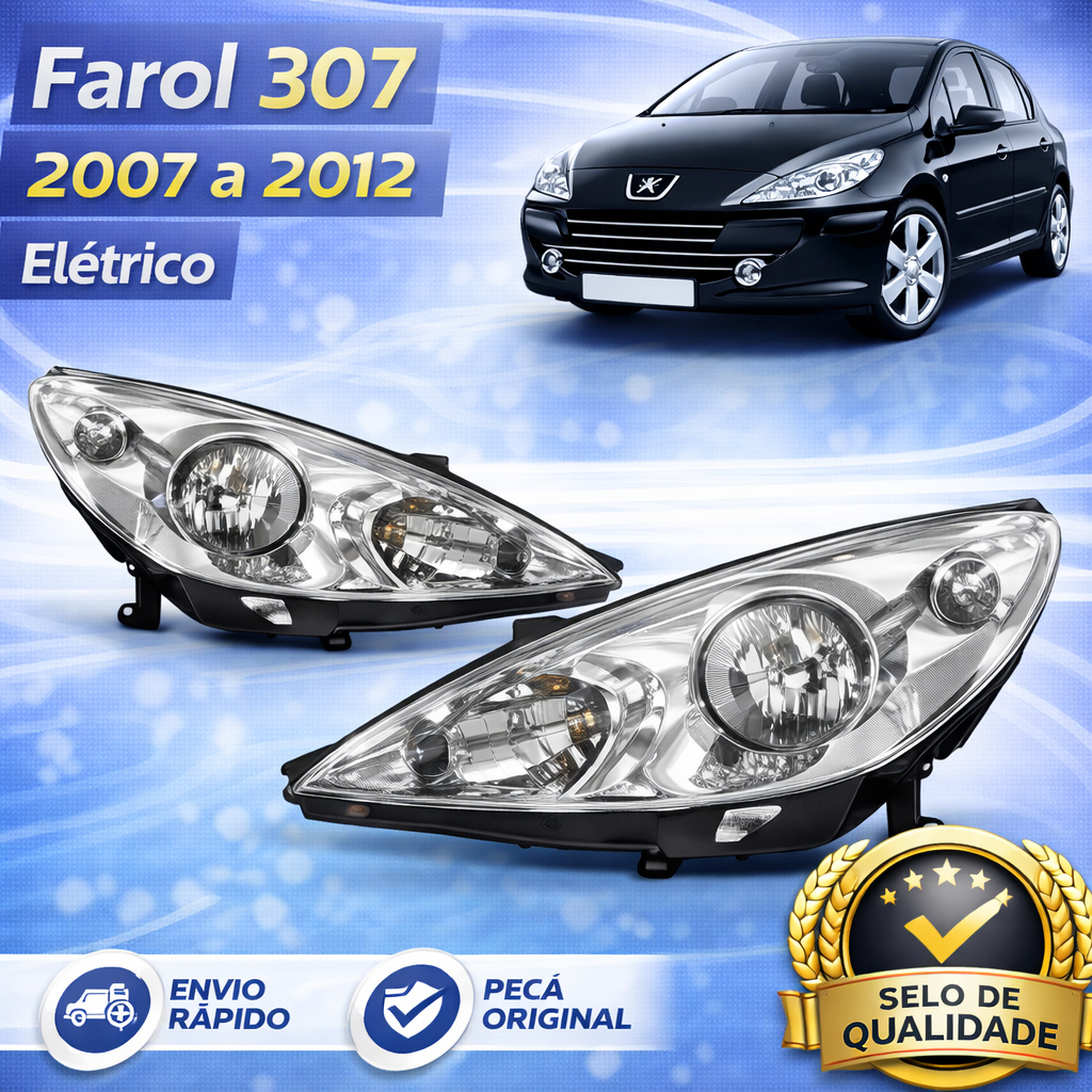 Farol 307 ANO 2007 A 2012 Elétrico (Com Motor)
