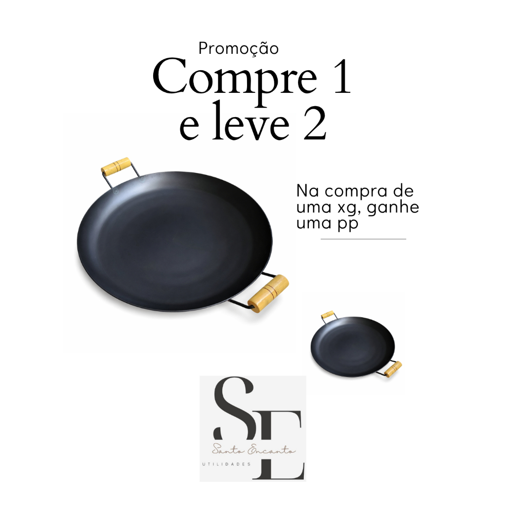 Disco Chapa de Arado Bifeira Aço Reforçado com Alças de Madeira - XG + Brinde disco tamanho - PP