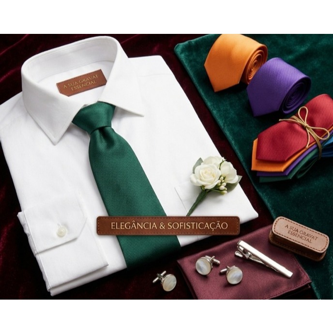 Gravata Slim Masculina Premium - Social Lisa e Listrada (Casamento, Formatura, Trabalho)