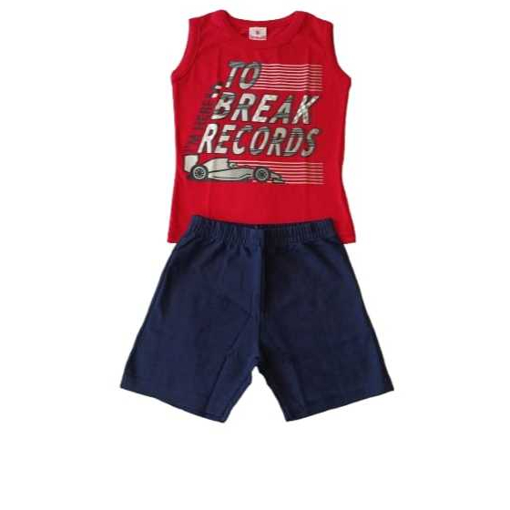 Conjunto Infantil Menino Camiseta Manga Regata M/Malha Bermuda Moletinho Brandili
