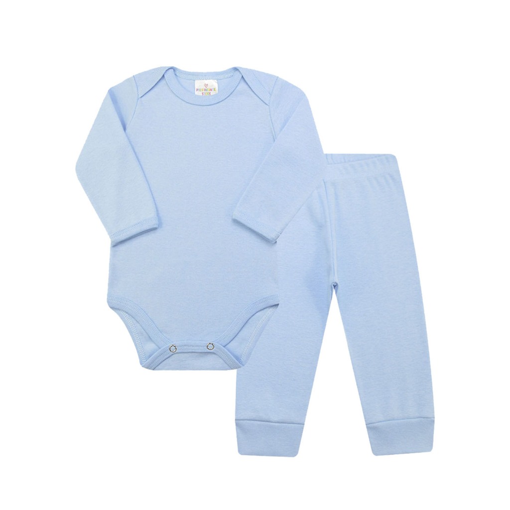 Conjunto Body Liso Cores Sortidas de Menino, Suedine 100% Algodão, Tamanho RN ao 3 — imagem 2 de 2