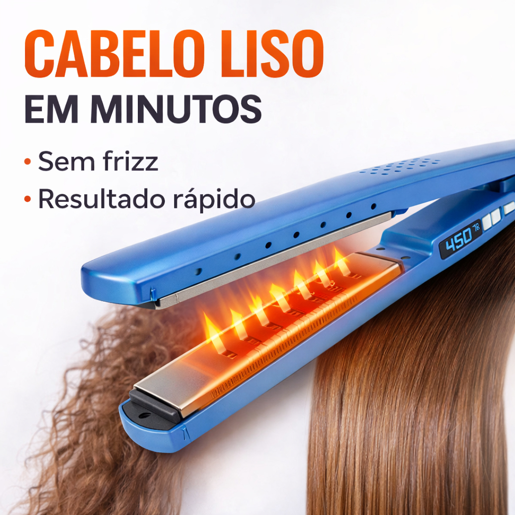 Chapinha de Cabelo Profissional 230°C Titanium Portátil 127v Prancha Alisadora Anti Frizz Azul