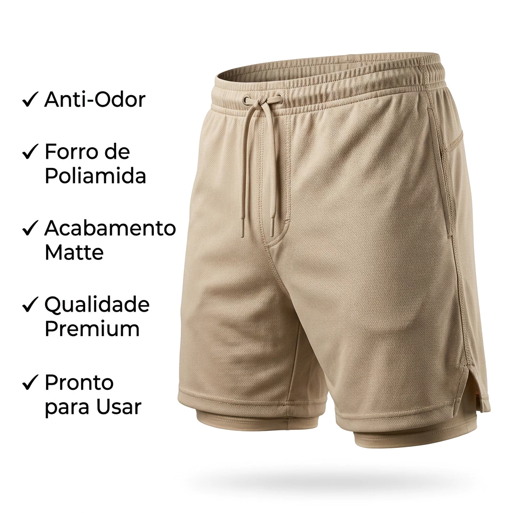 Shorts Masculino 2 em 1 Corrida Forrado Bermuda de Compressão Fitness e Atividades Físicas — imagem 1