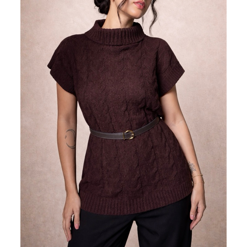 Colete Max Feminino Inverno Tricot Mousse Gola Alta