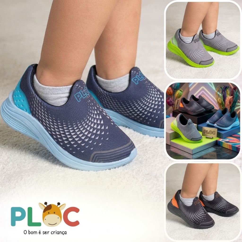 Tênis Ploc Evolution Anatômico Infantil Numeração Especial Calce Fácil Menino Evo01