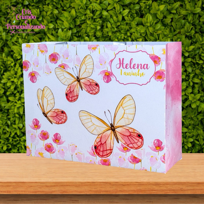 Sacolinhas Personalizadas FESTA JARDIM DAS BORBOLETAS (20x15x7cm)