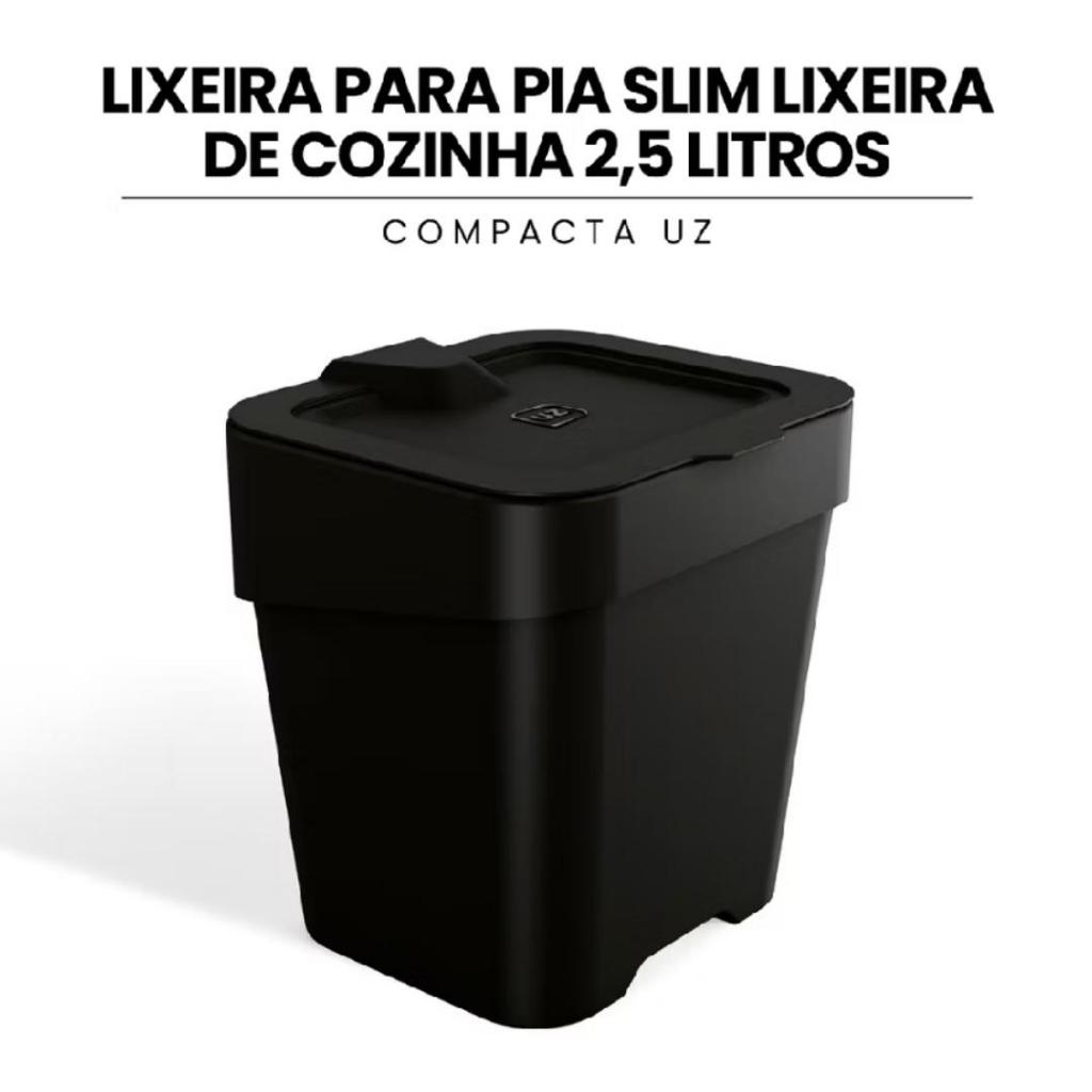 Lixeira Para Pia Slim Lixeira De Cozinha 2,5 Litros Compacta UZ