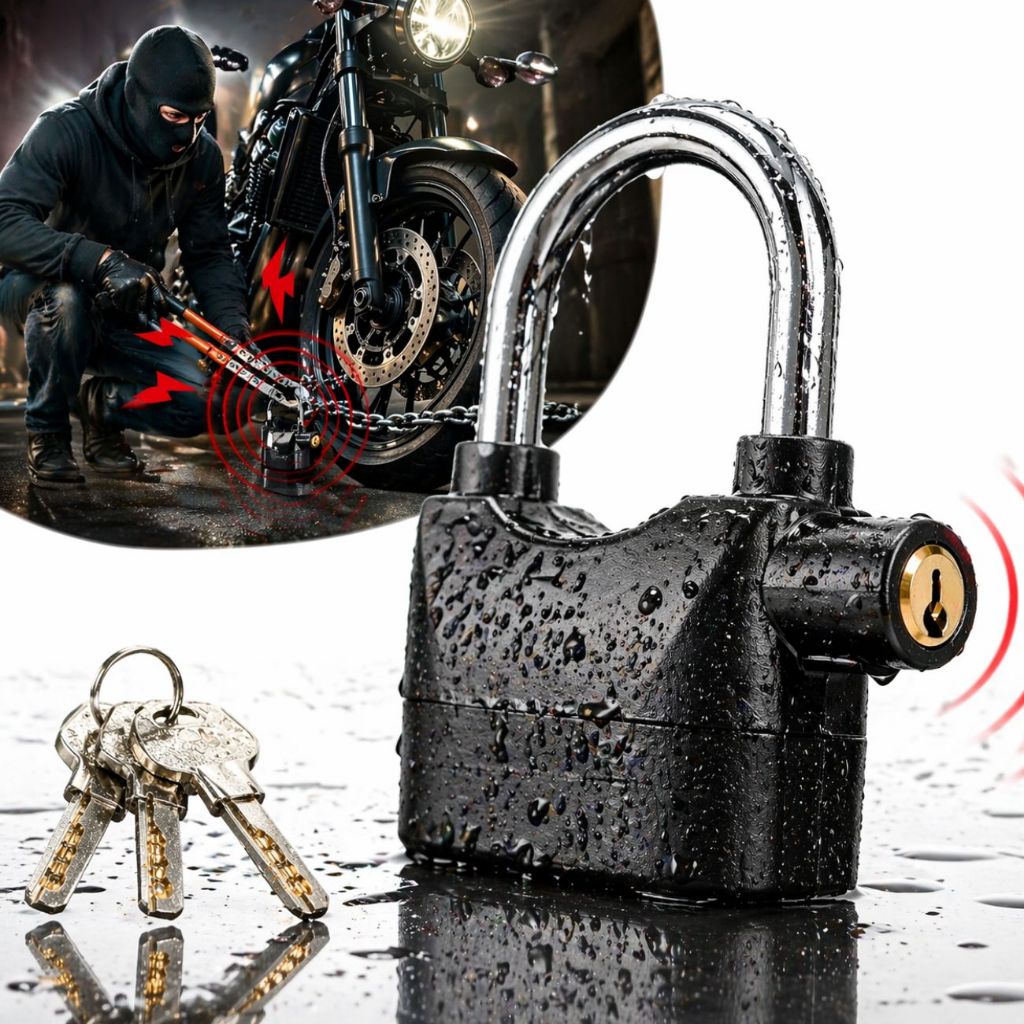 Cadeado Com Alarme Sonoro Antifurto Para Motocicleta Bicicleta Bike Mala de Viagem | Envio Imediato