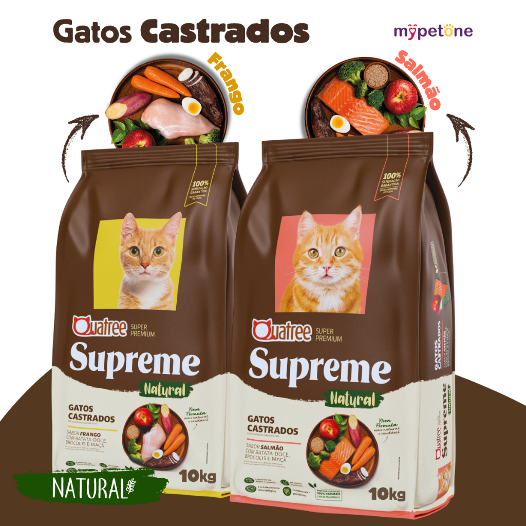 Ração Quatree Supreme Gatos Castrados - 10,1Kg