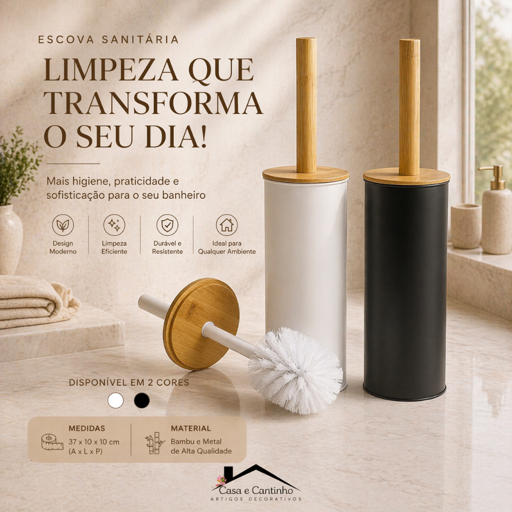 Escova Sanitária Limpeza Vaso Sanitário Privada Moderna Multiuso Higiênica Aço Inox C/ Suporte