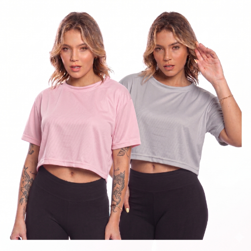 Camiseta Cropped Oversized Feminina Soltinha Estilosa T-Shirt Básica 100% Algodão Manga Curta Estilo Americano Kit 2uni.