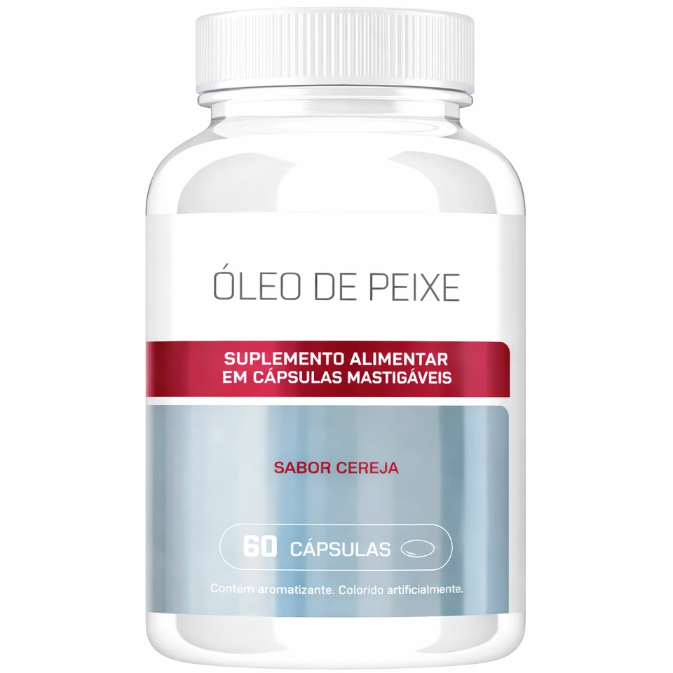 Óleo de Peixe Ômega 3 - 60 Softgel Sabor Cereja - Produto com Nota Fiscal (Saúde e Bem-Estar Diário)