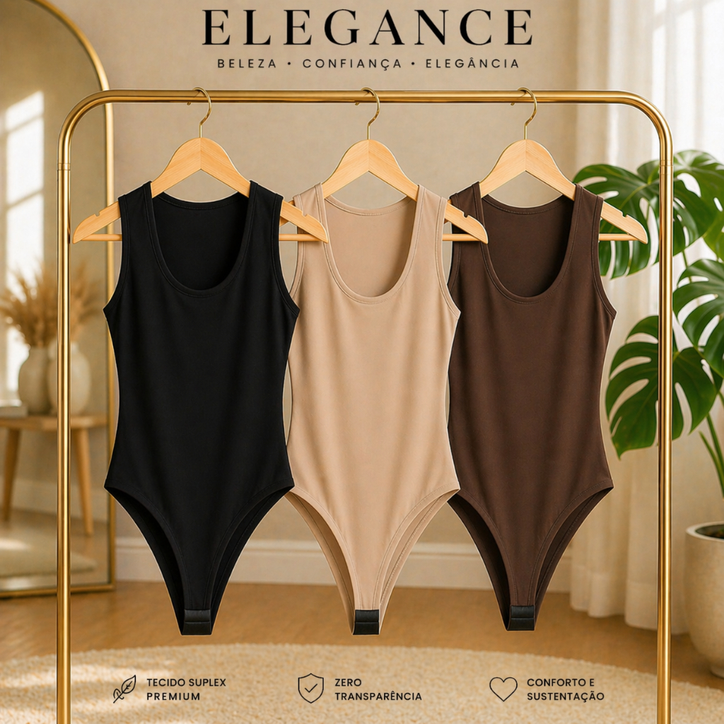 Kit 3 Body Feminino Suplex Premium Regata Decote Quadrado Alça Larga Justo Blogueira Moda Feminina