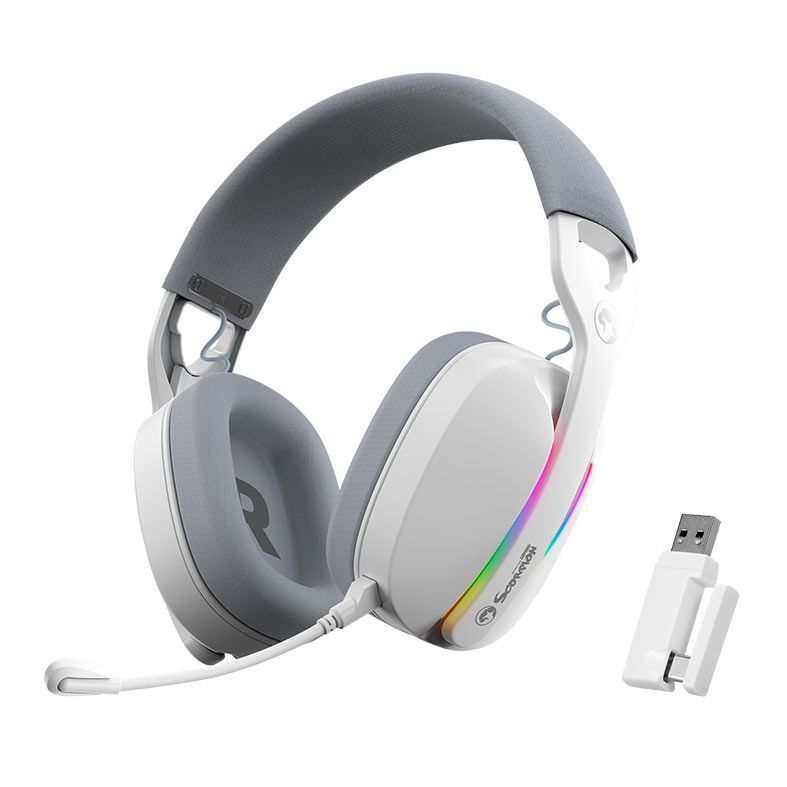 Headset Gamer Marvo Hg9086w 70w, Rgb, Wireless, Drivers 40mm, Branco, Hg9086w-wh