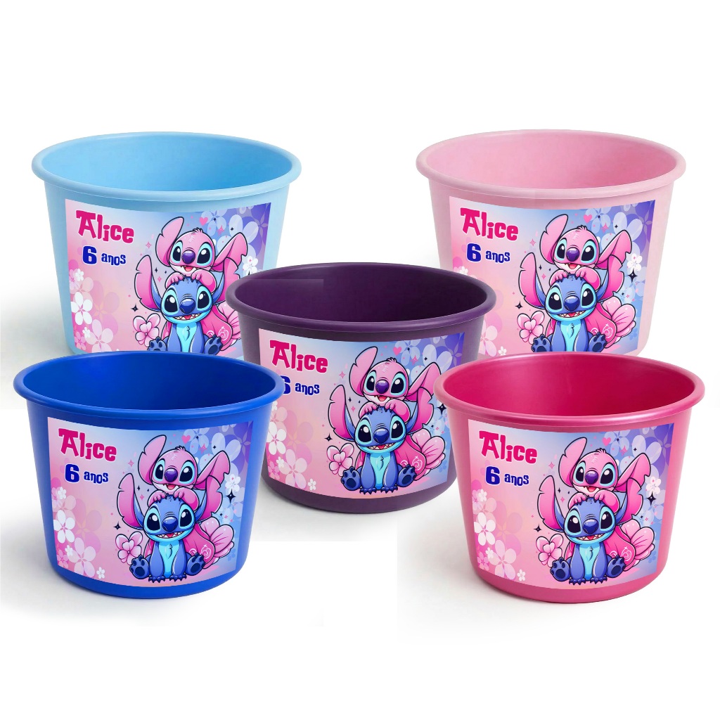 Balde de Pipoca Personalizado Stitch e Angel 1,5L Lembrancinha Stitch Festa Envio Rápido do Brasil