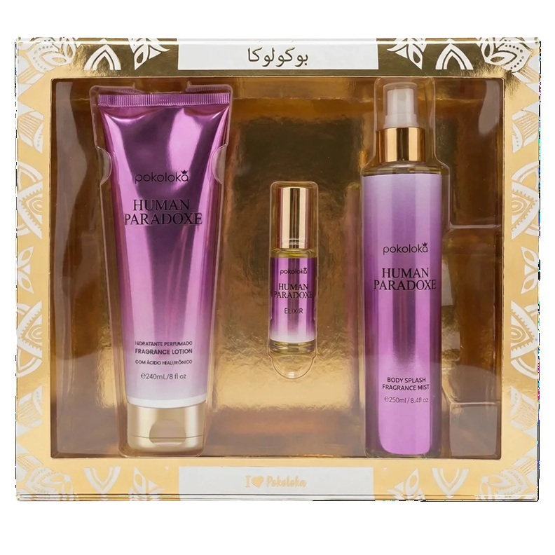 HUMAN PARADOX Kit (Body Splash 250ml + Hidratante 240ml + Perfume 15ml) na CAIXA Pokoloka ORIGINAL