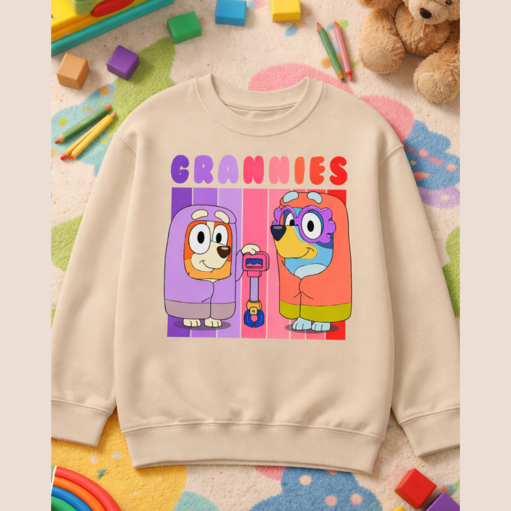 Moletom Infantil Flanelado Bingo Bluey Grannies Desenho infantil unissex 2 ao 12