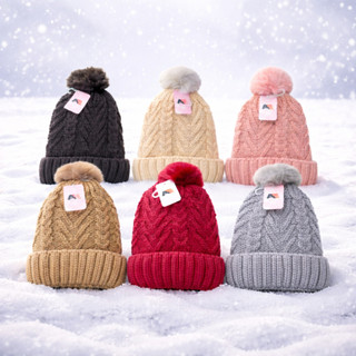 Touca Feminina De Lã Frio Grossa Gorro Inverno Forrada Com Pompom Adulto Trançada