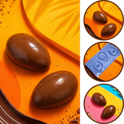 1~4 Forma Profissional Ovo De Páscoa Liso C/Silicone Casca Fina Para 250g P206 Porto (CHOCO)