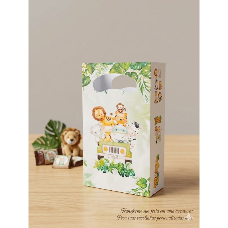 Sacolinhas surpresa safari  - animais safari  - sacolinhas para aniversário infantil  - presentes safari