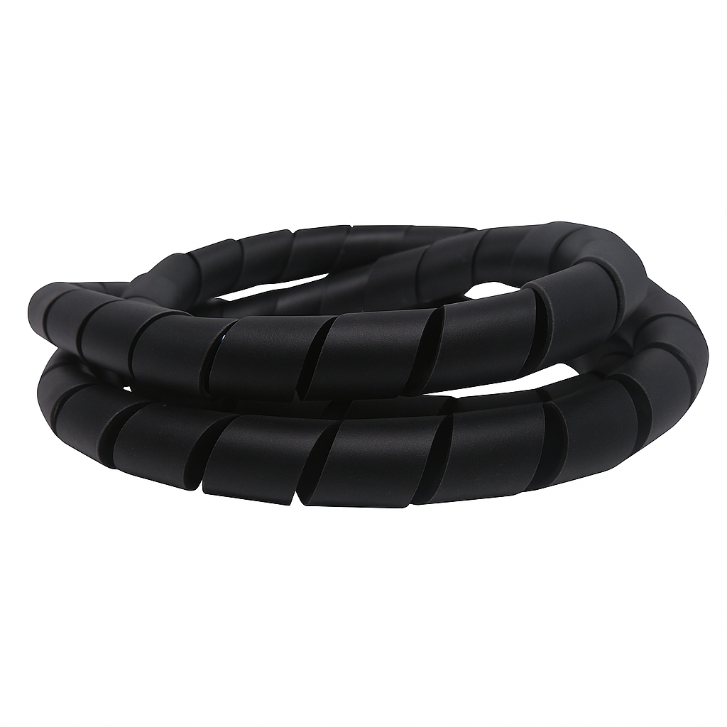 Organizador de Fios E Cabos Espiral 1/4" (6,35mm)  Preto/Branco 5 metros -  MZ Plastic