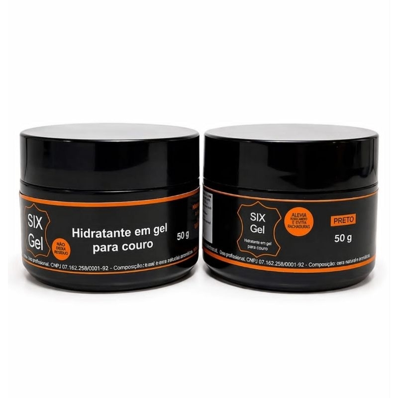 SIX Gel KIT GRAXA EM GEL 50 g  PARA COURO + HIDRATANTE 50 g PARA COURO + ESPONJA APLICADORA RENOVADOR!