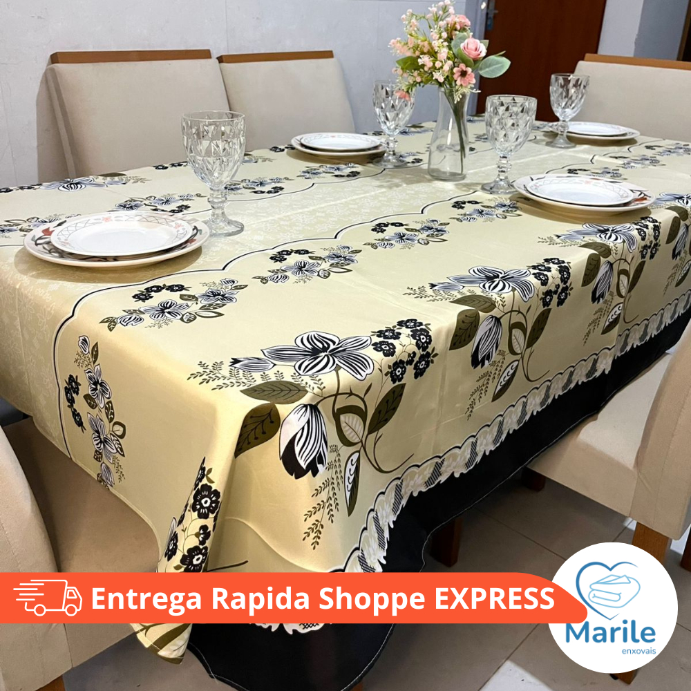 Toalha Forro de Mesa Tecido de 4 6 e 8 Cadeiras Oxford Premium para Cozinha Casa Decoração Festa
