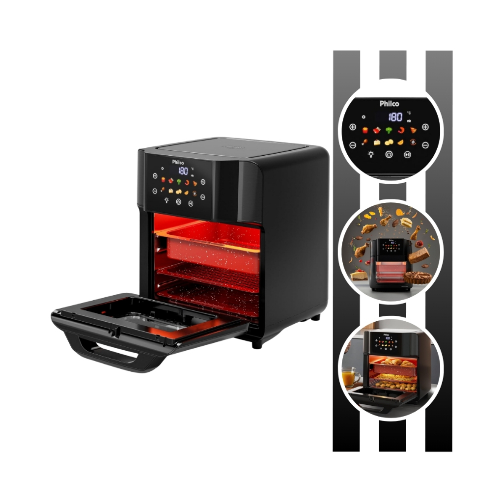 Air Fryer Fritadeira Elétrica 15L Com 2 Assadeiras, 10 Funções PAF15C Philco