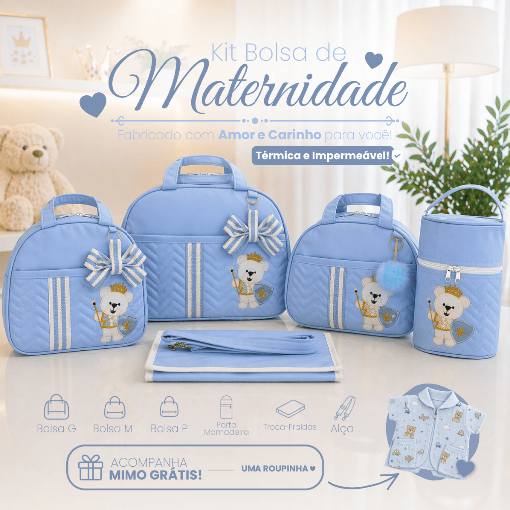 Kit Bolsa Mochila Maternidade Multiuso Completo com 5 peças para Bebês
