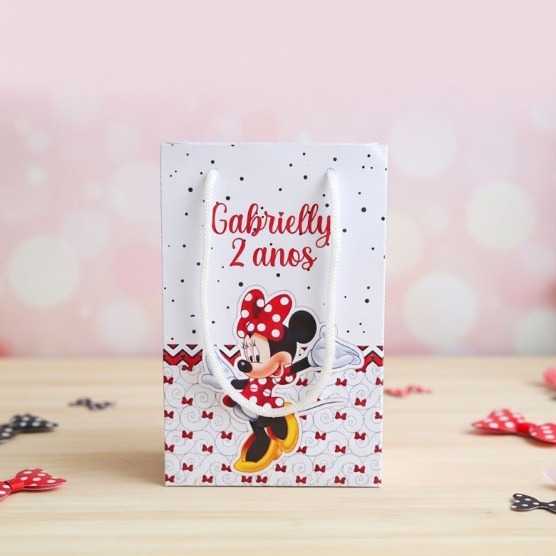 PEGUE E MONTE- Sacolinha Surpresa Minnie Vermelha - Personalizados - Lembrancinha - Festa- Aniversário- Decoração