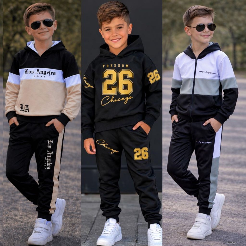 Conjunto Infantil Inverno Menino Chimpa Flanelado com Capuz Roupa Quente e Estilosa 4 a 12 Anos