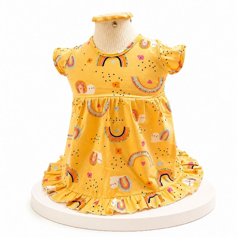 Vestido Bebê Menina Estampado Algodão Confortável Verão Com Manga e Sem Manga Infantil