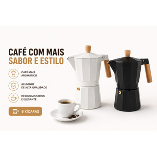 💥 Cafeteira Italiana Milão 1 unidade +  6 Xícaras 300ml Café Expresso Alumínio Premium