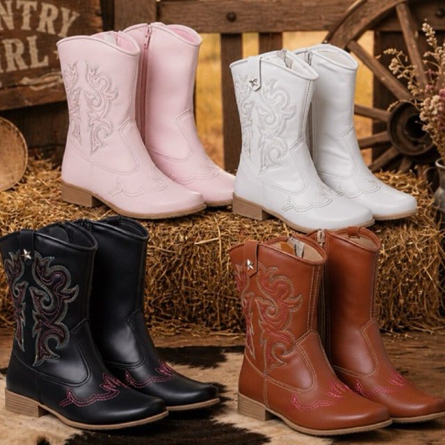 Bota Texana Infantil Menina Country Estilosa Para Festa Junina Sítio Rodeio Passeios Confortável e Delicada