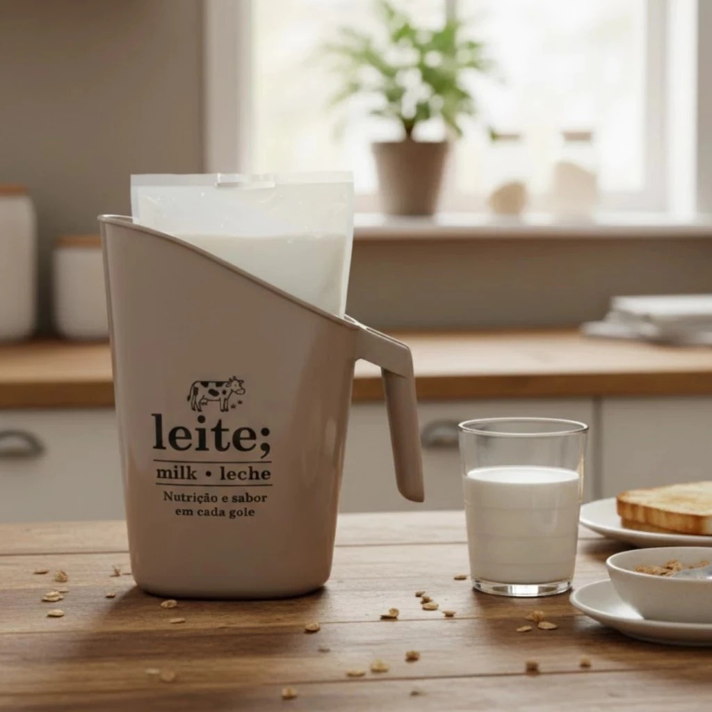 Porta Leite Iogurte De Saquinho Caneco De Plástico Plasútil em Oferta na Shopee