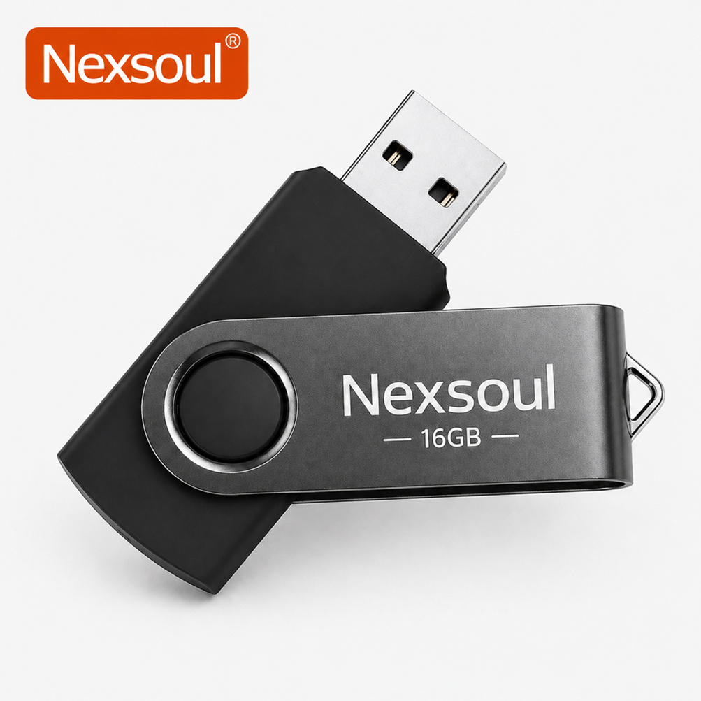 Pen Drive 8GB 16GB 32GB 64GB Nexsoul USB 3.0 Alta Velocidade Giratório 360° com Design Metálico e Chaveiro PC Notebook