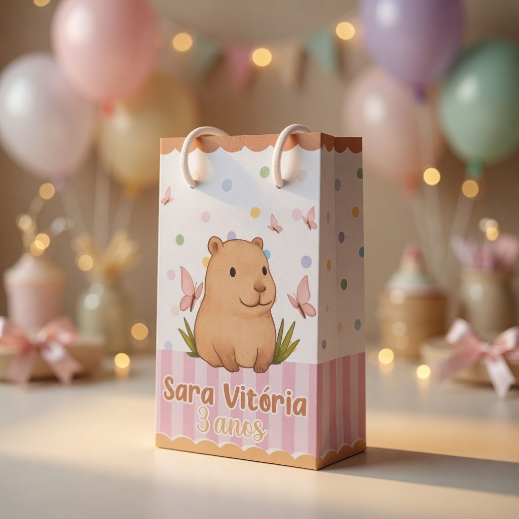 50 SACOLINHA PERSONALIZADA CAPIVARA | PEGUE E MONTE| PERSONALIZADOS LEMBRANCINHAS SACOLINHA CAPIVARA
