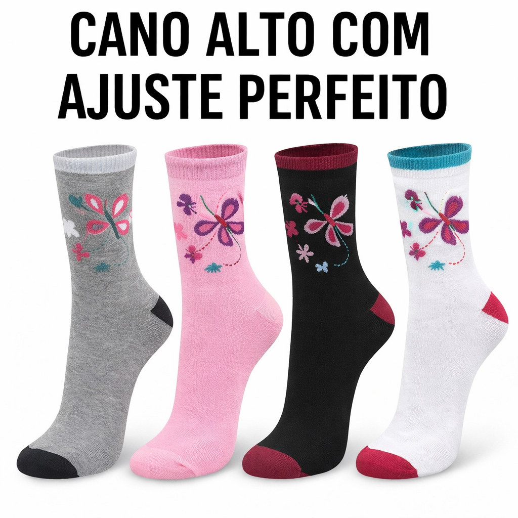 kit 24 meias cano longo feminino varios modelos cano curto soquete feminino