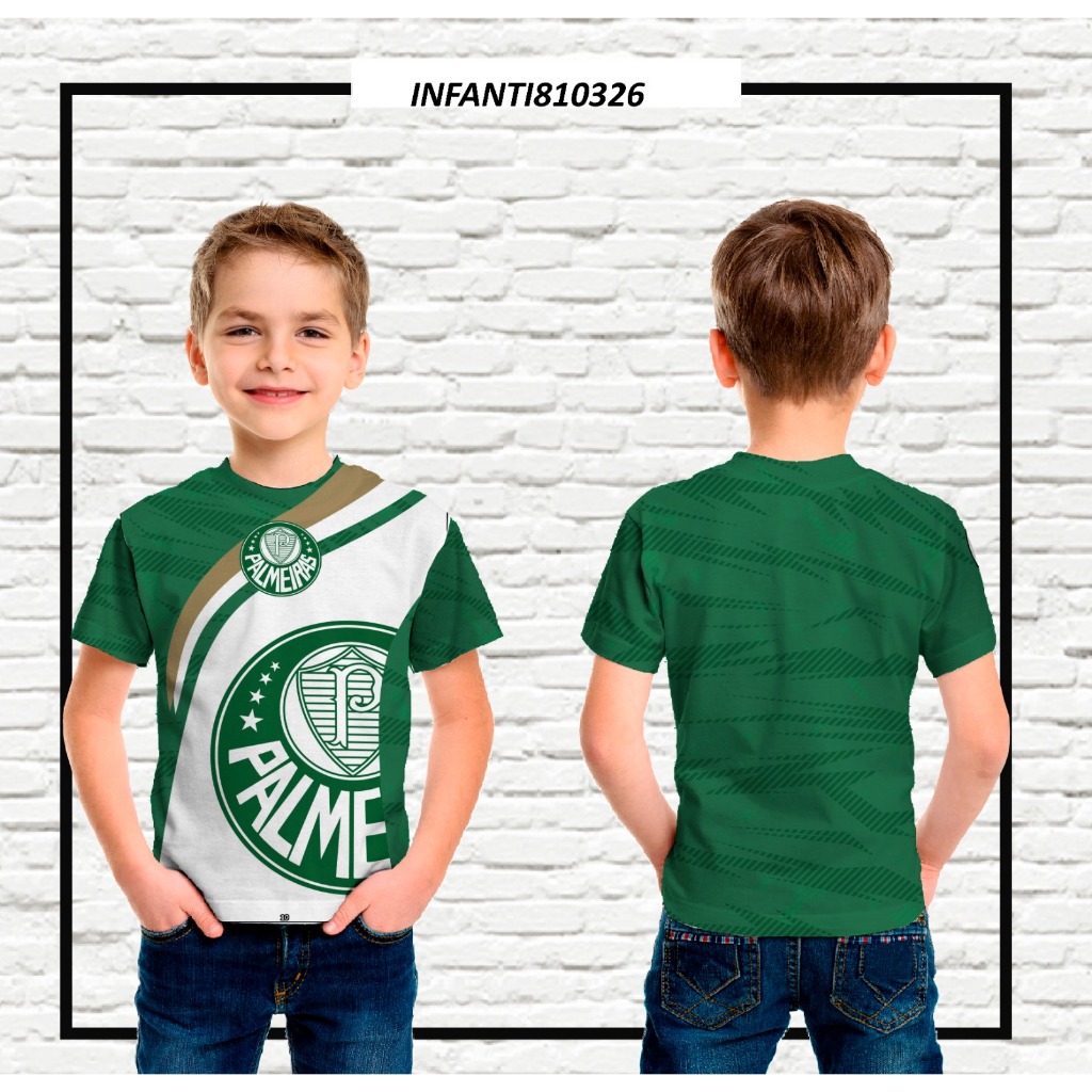 Camiseta Infantil de Palmeiras Simbolo em tecido Dryfit